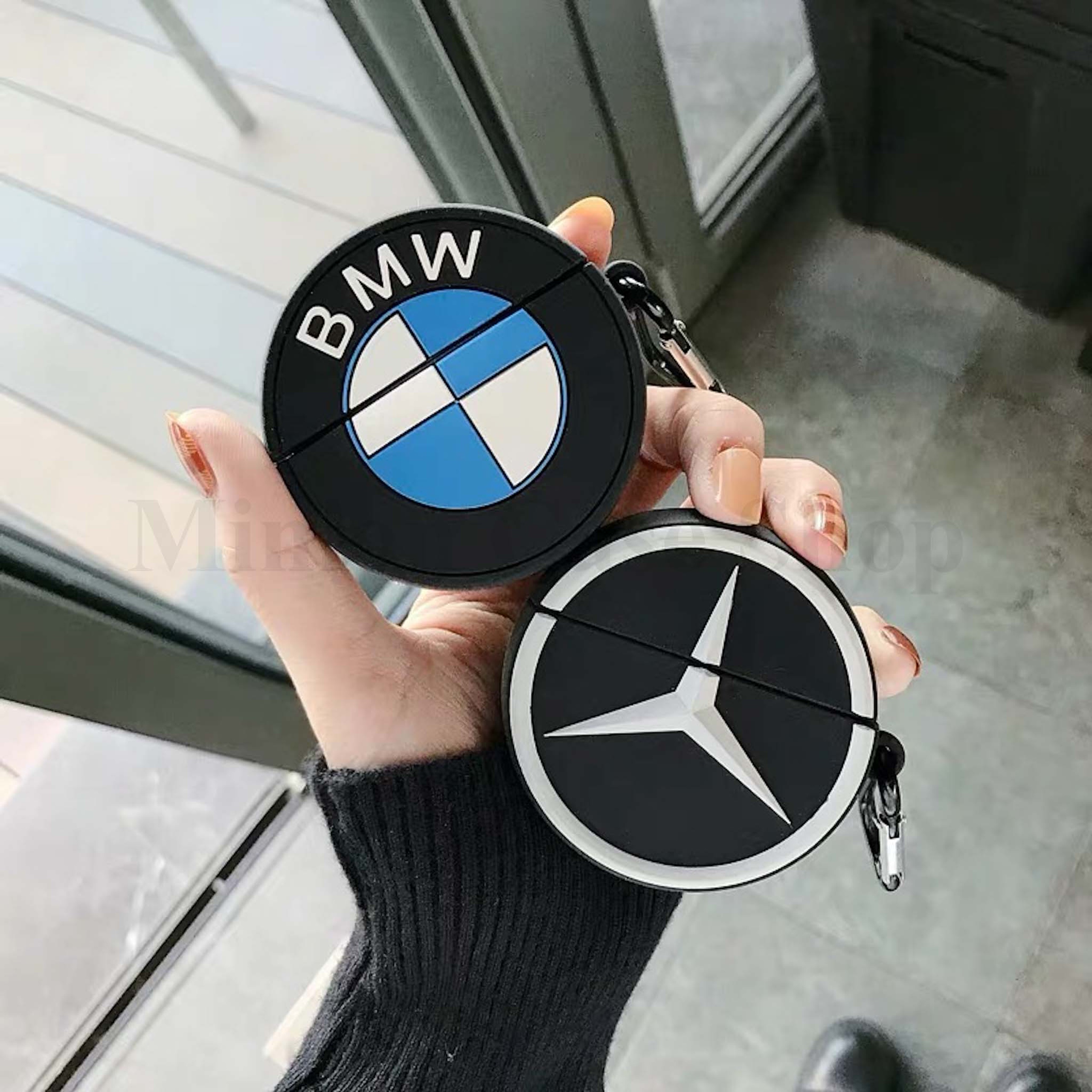 Ốp case Airpods 1/2, Airpods Pro silicon logo BMW & Mercedes