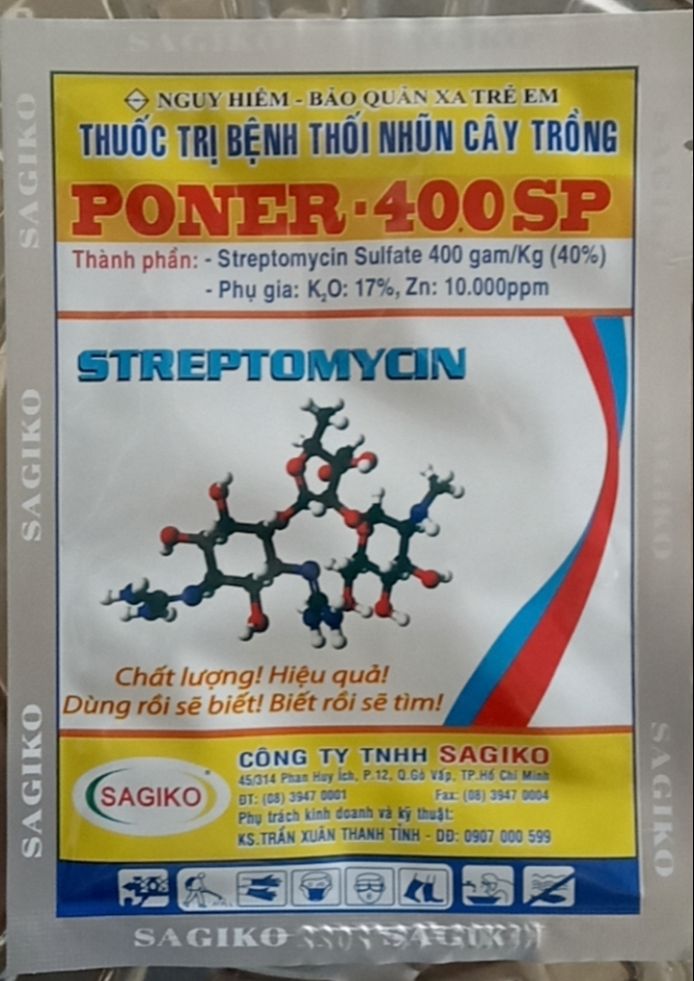 Thuốc trừ nấm bệnh thối nhũn , héo xanh , chết dây Poner 400SP khối lượng 25gr