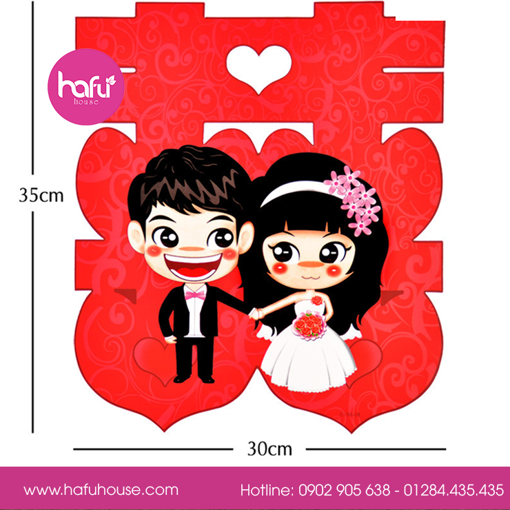 Bộ 2 chữ hỷ 2 mặt - tặng kèm 10 miếng dán 2 mặt
