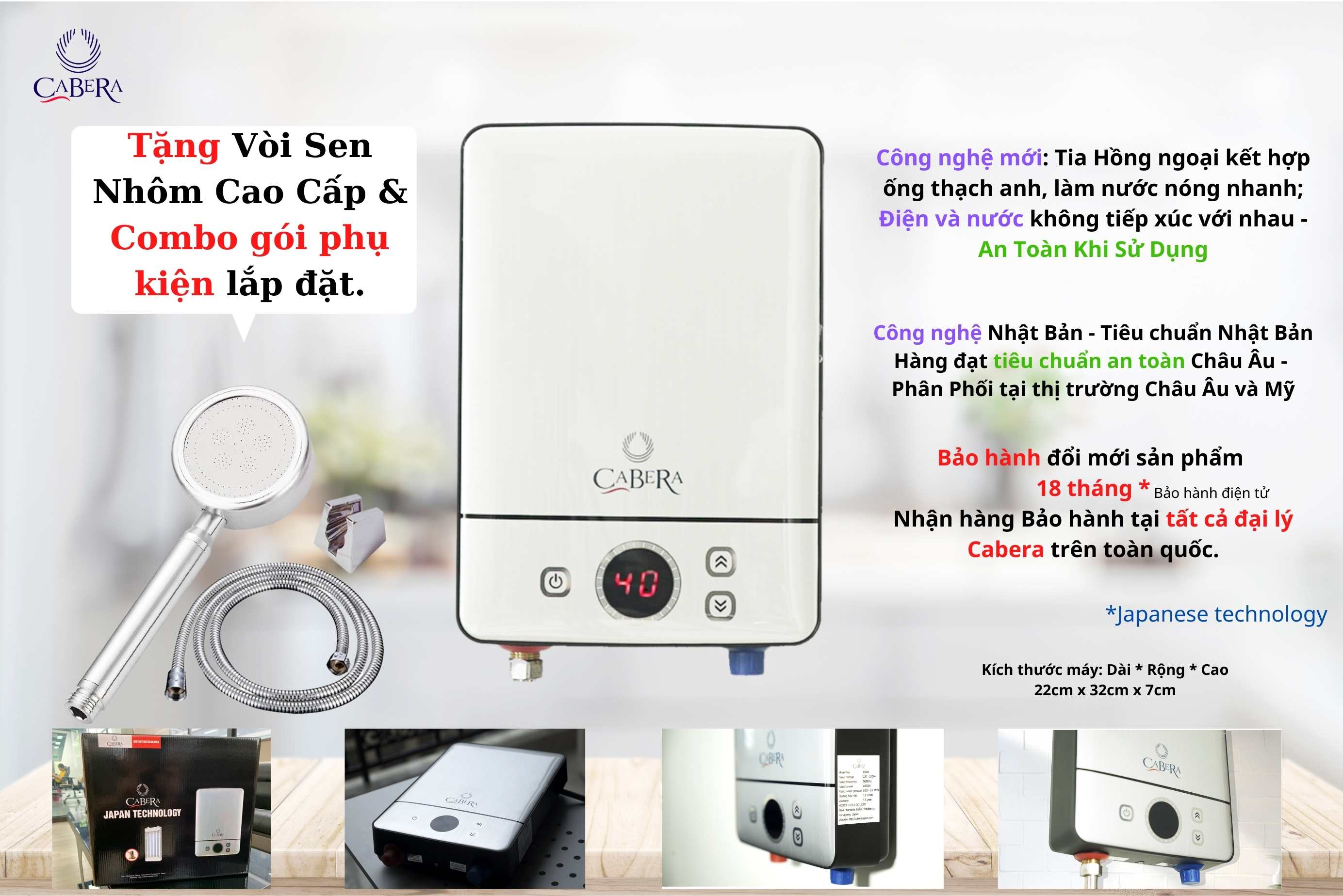 Máy nước nóng hồng ngoại cabera nhật bản