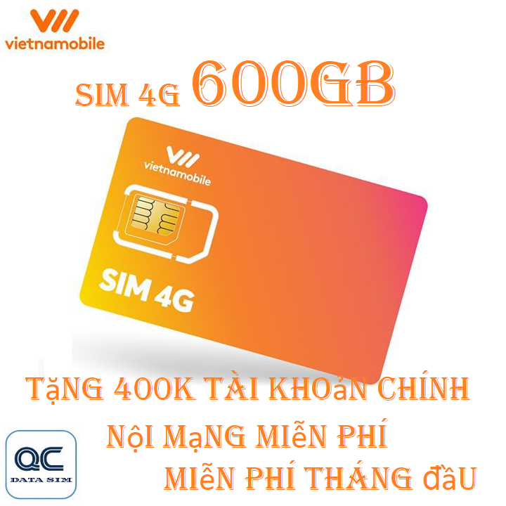 FREESHIP - CHƯA KÍCH HOẠT  Sim 4G vietnamobile 600GB tặng 200k trong tài khoản nội mạng miễn phí tặng tháng đầu
