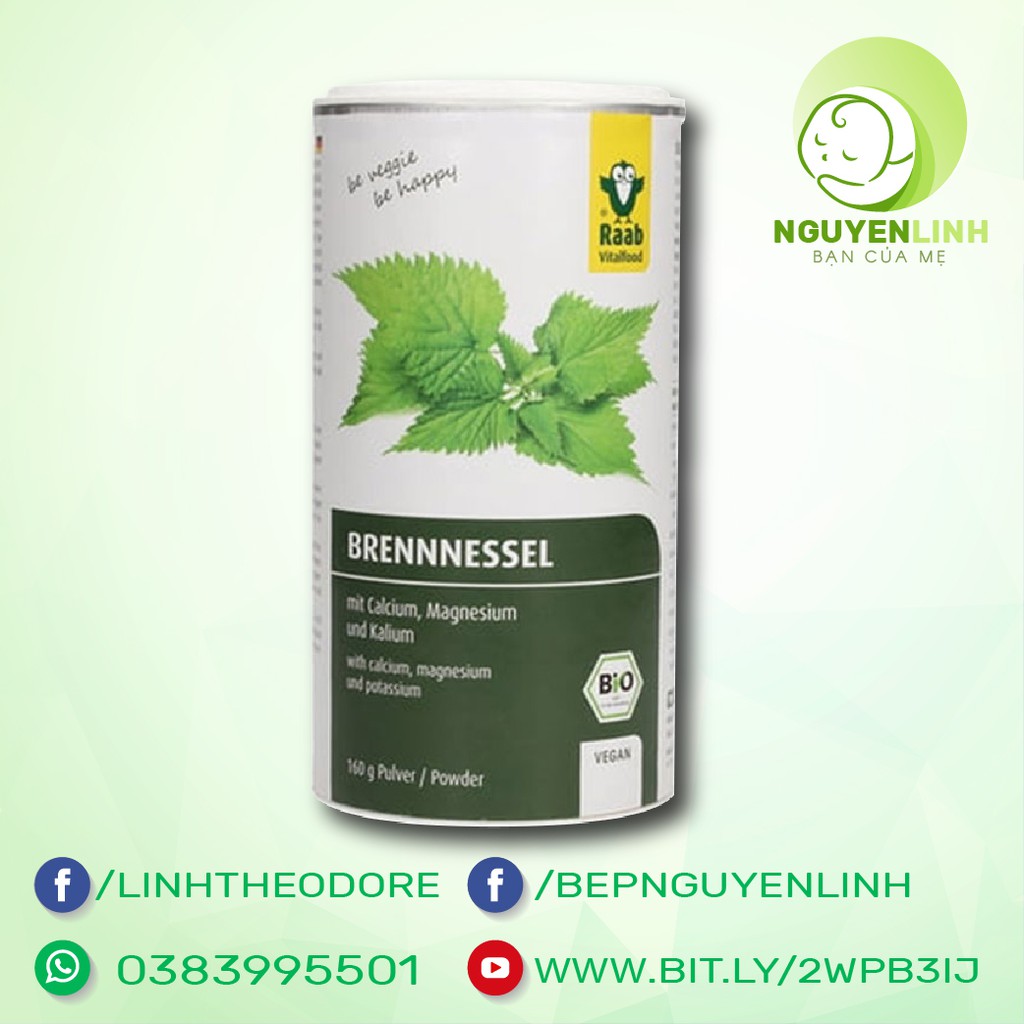 Bột lá cây tầm ma hữu cơ - vital raab - 160gr