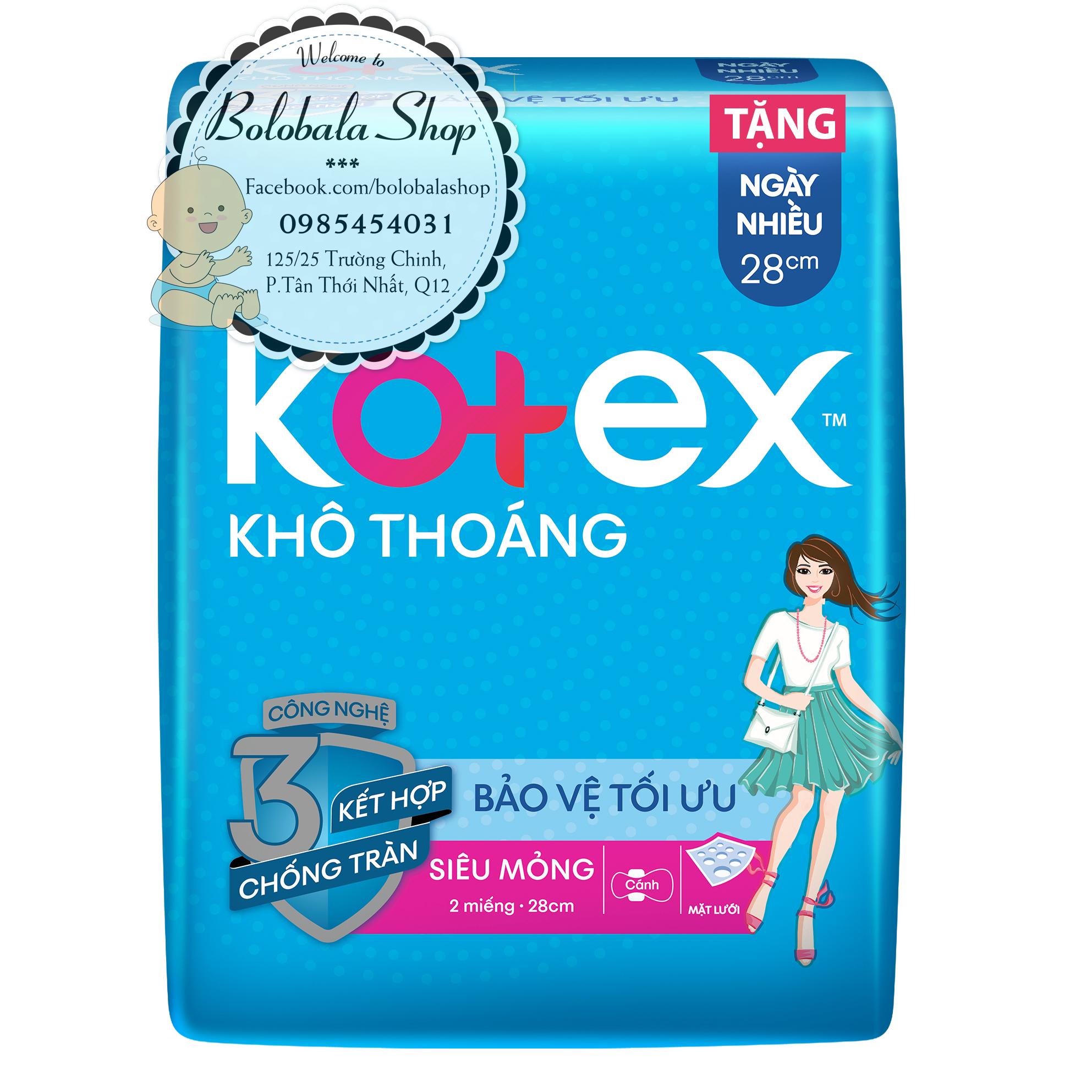 6 miếng BVS Kotex 28cm dùng cho ngày nhiều (hàng khuyến mãi của Kotex)