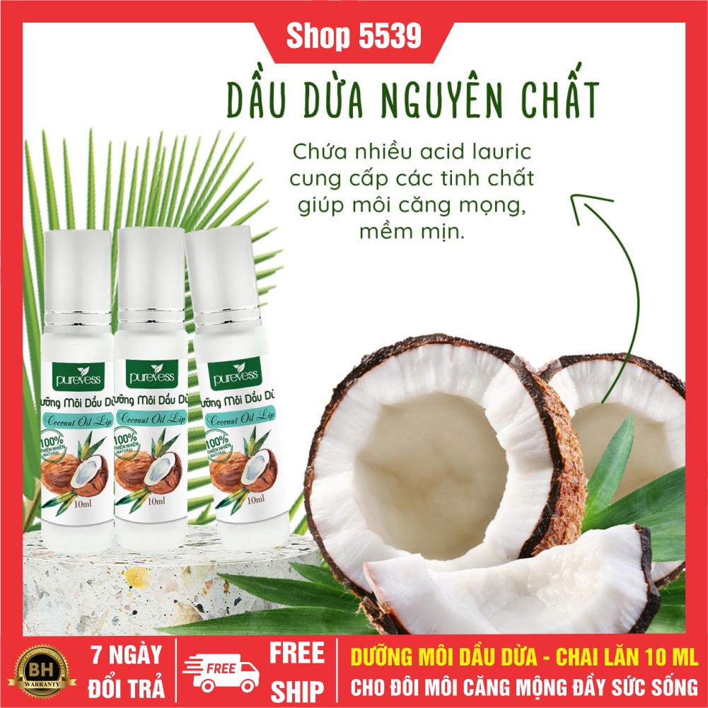Dưỡng môi dầu dừa dạng lăn dung tích 10ml dầu dừa dưỡng môi nguyên chất giúp môi căng mộng có video hướng dẫn – Shop 5539