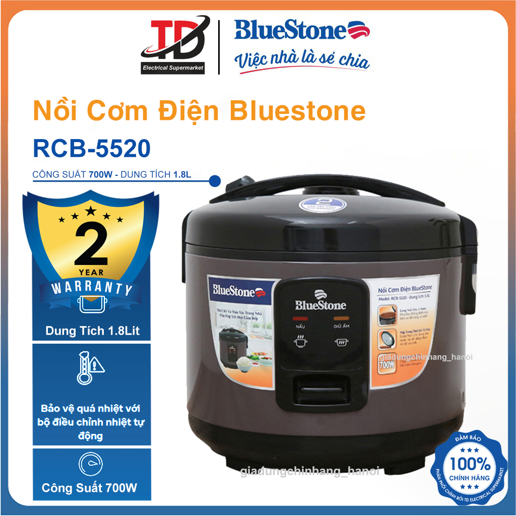 Nồi cơm điện bluestone rcb-5520 hàng chính hãng 100% trưng bày mới 99% phừ hợp từ 2 đến 4 người ăn -bảo hành 12 tháng