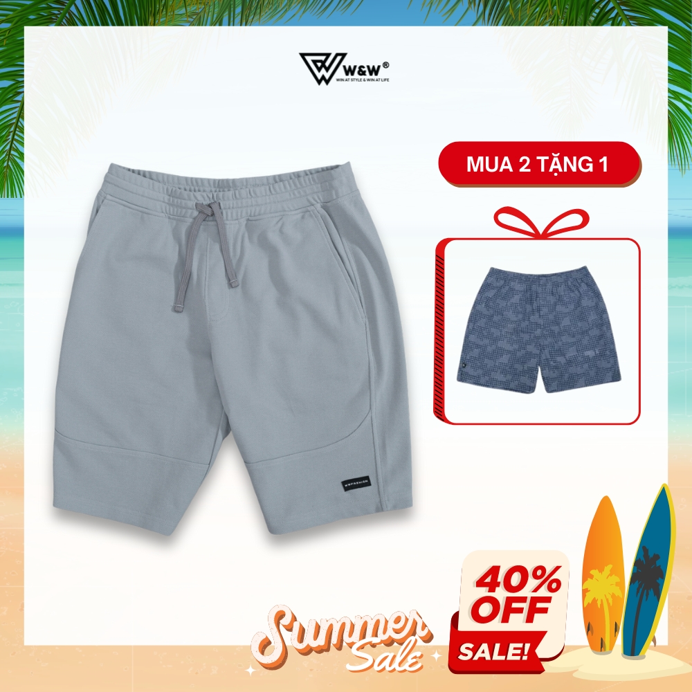 Quần short nỉ nam w&w vải gió cạp chun, thoáng mát, dáng thể thao trẻ trung wsh54k