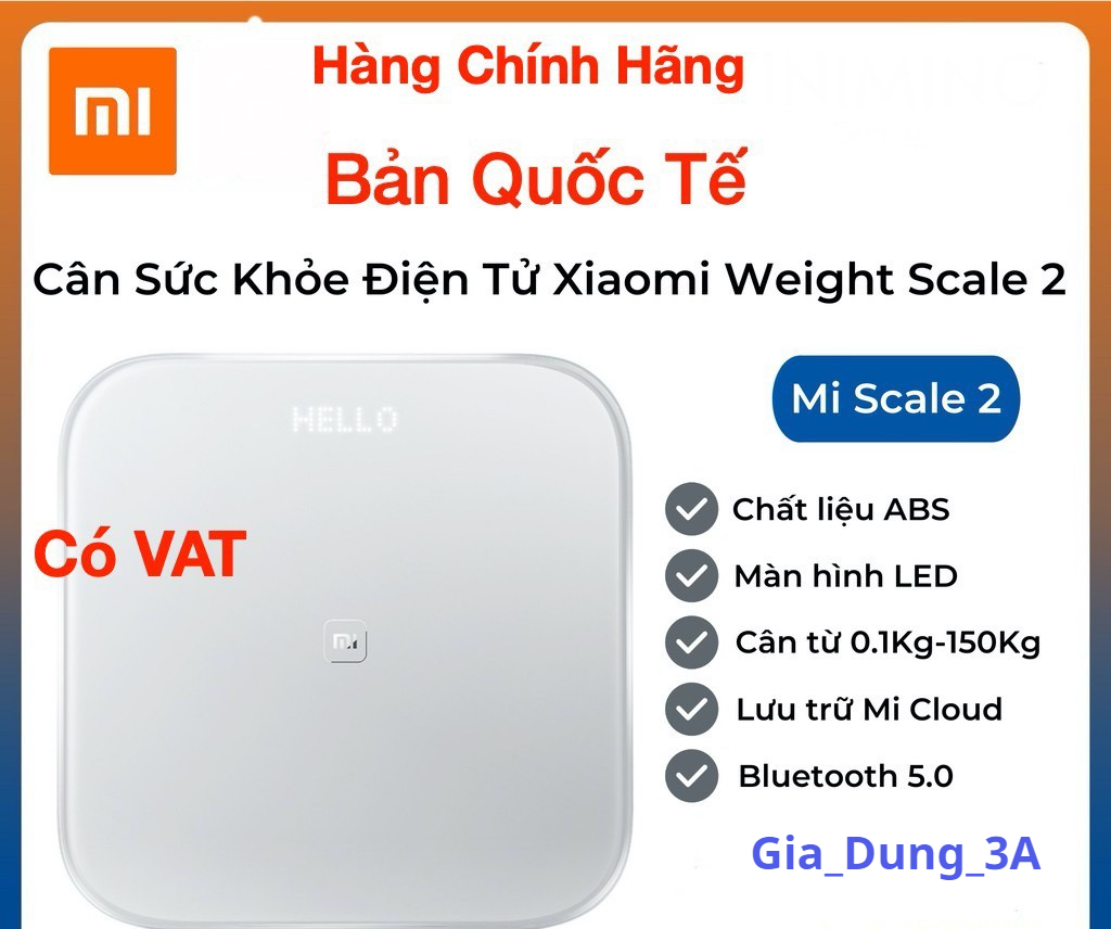 Hàng Chính Hãng Cân Điện Tử Sức Khỏe Xiaomi Mi Smart Scale 2 NUN4056GL -