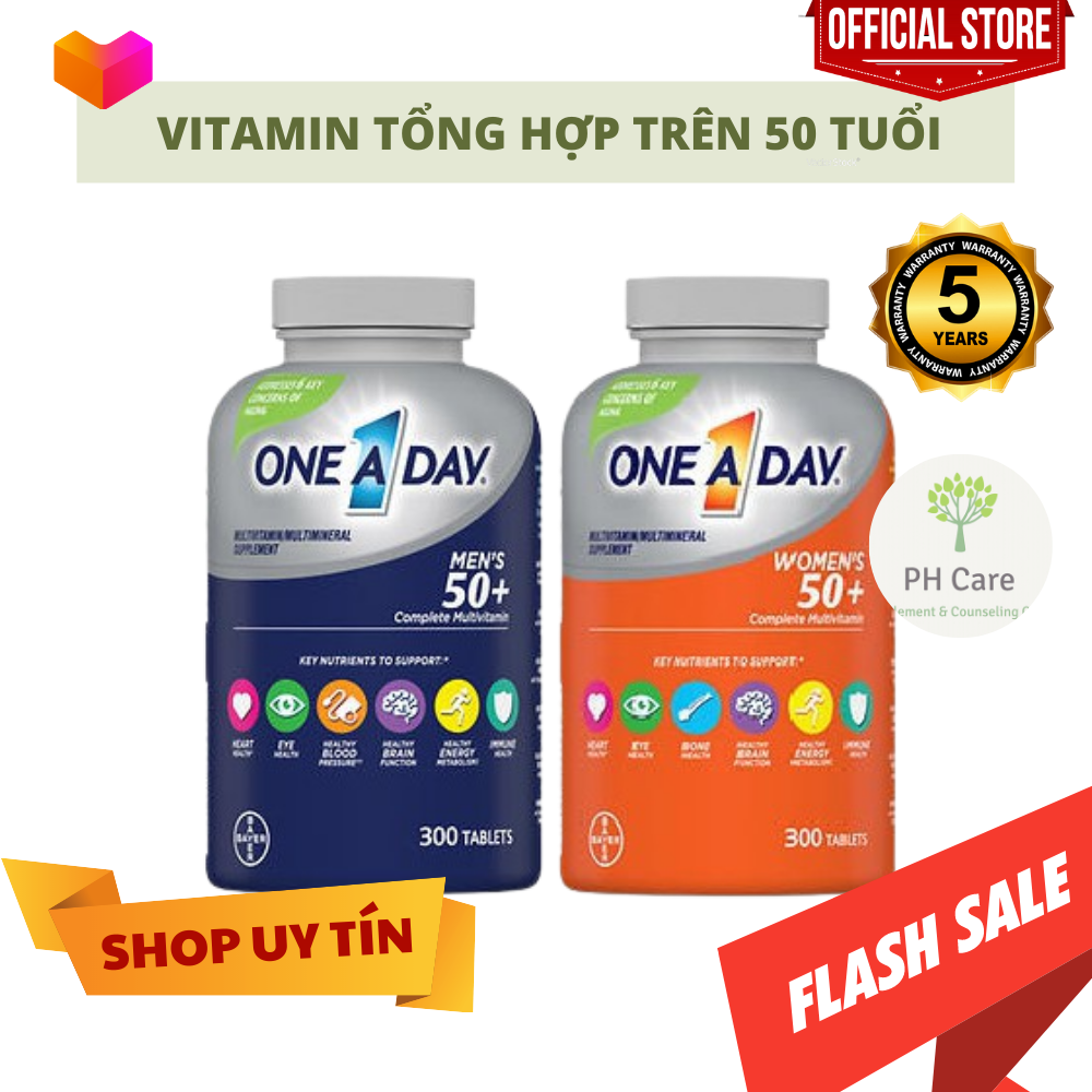 Viên uống vitamin tổng hợp one a day women's and one a day men's 50+ multivitamin 300 viên của mỹ