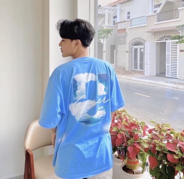 Áo thun Uncover FREEDOM màu xanh biển form rộng tay lỡ unisex nam nữ