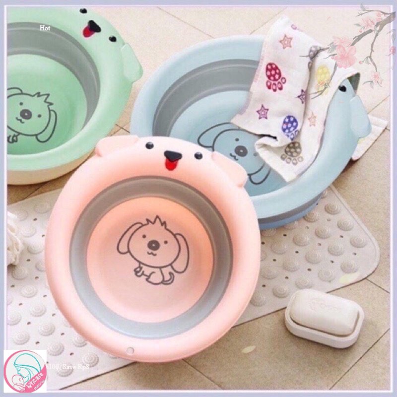 Chậu rửa mặt gấp gọn hình cún siêu cute cho bé