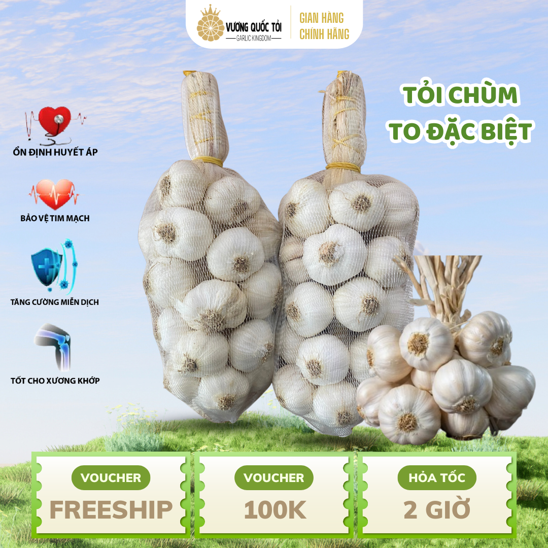 Tỏi Lý Sơn nhiều tép thắt chùm loại ĐẶC BIỆT,đã làm sạch phơi khô, làm quà tặng, để bàn Thần Tài