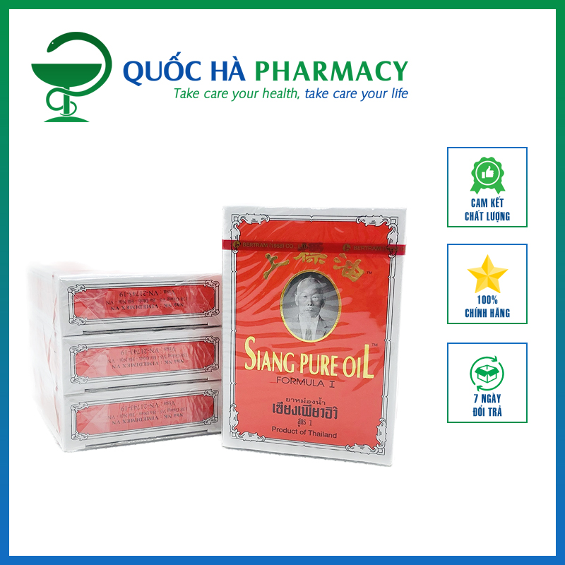 Dầu xoa Siang Pure Oil giảm cảm lạnh, nhức đầu, chóng mặt, ngạt mũi Quốc Hà Pharmacy