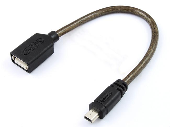 Cáp Mini USB OTG Unitek Y-C439 cho máy tính bảng vàđiện thoại, đổi mini usb thành usb có thể gắn chuột, bàn phím, đọc thẻ nhớ