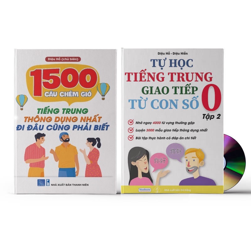 [HCM]Combo 2 sách: 1500 Câu chém gió tiếng Trung thông dụng nhất + Tự Học Tiếng Trung Giao Tiếp Từ Con Số 0 Tập 2 (Có audio nghe) + DVD quà tặng