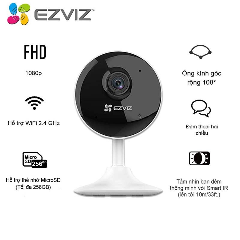 Camera IP Wifi EZVIZ C1C 1080P, C1C-B 1080P H.265, H1C 1080P 2MP AI - Chính Hãng, Bảo Hành 24 Tháng