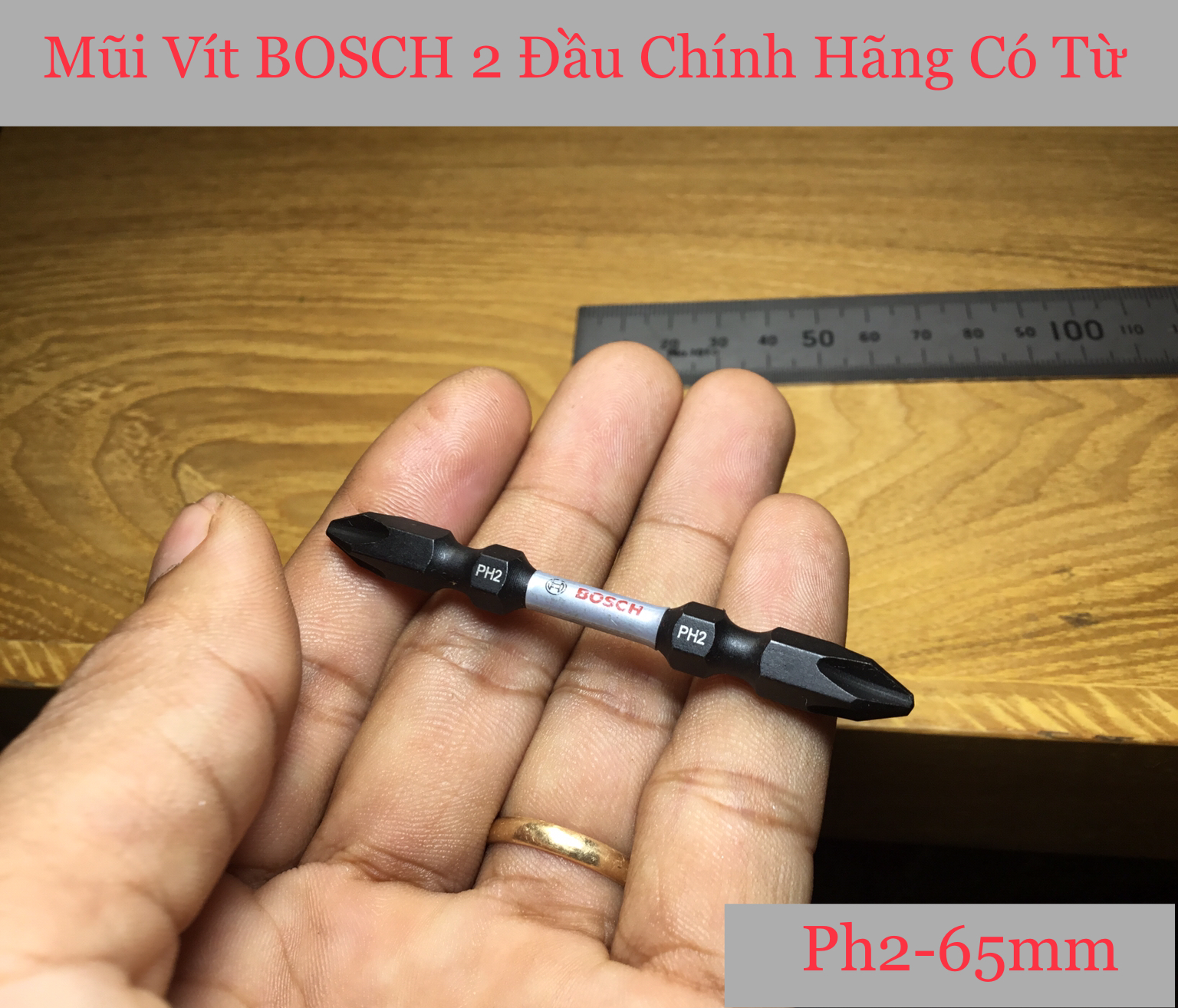 Mũi vít 2 đầu có từ tính ph2 65mm