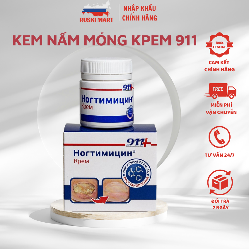 Kem nấm móng Kpem Nogtimitsin 911 của Nga 30ml - Gel hỗ trợ giảm nấm móng chân, móng tay, nuôi duõng móng làm mềm móng - Ruski Mart