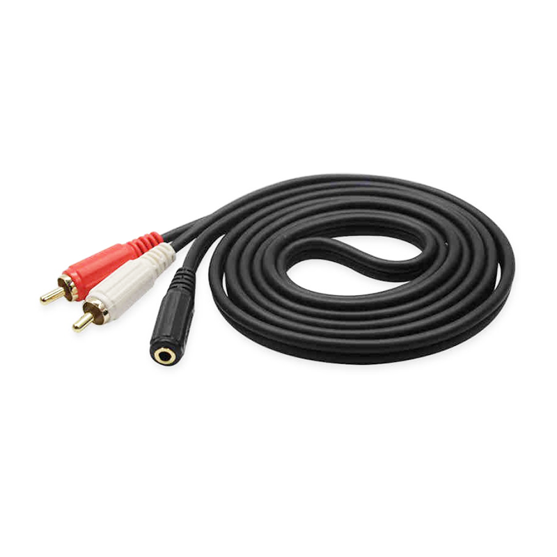 Cáp AV âm thanh RCA (hoa sen) ra cổng 3.5mm (female) 1.5m mạ vàng, lõi đồng, vỏ nhựa PVC chịu lực | Choseal Q374