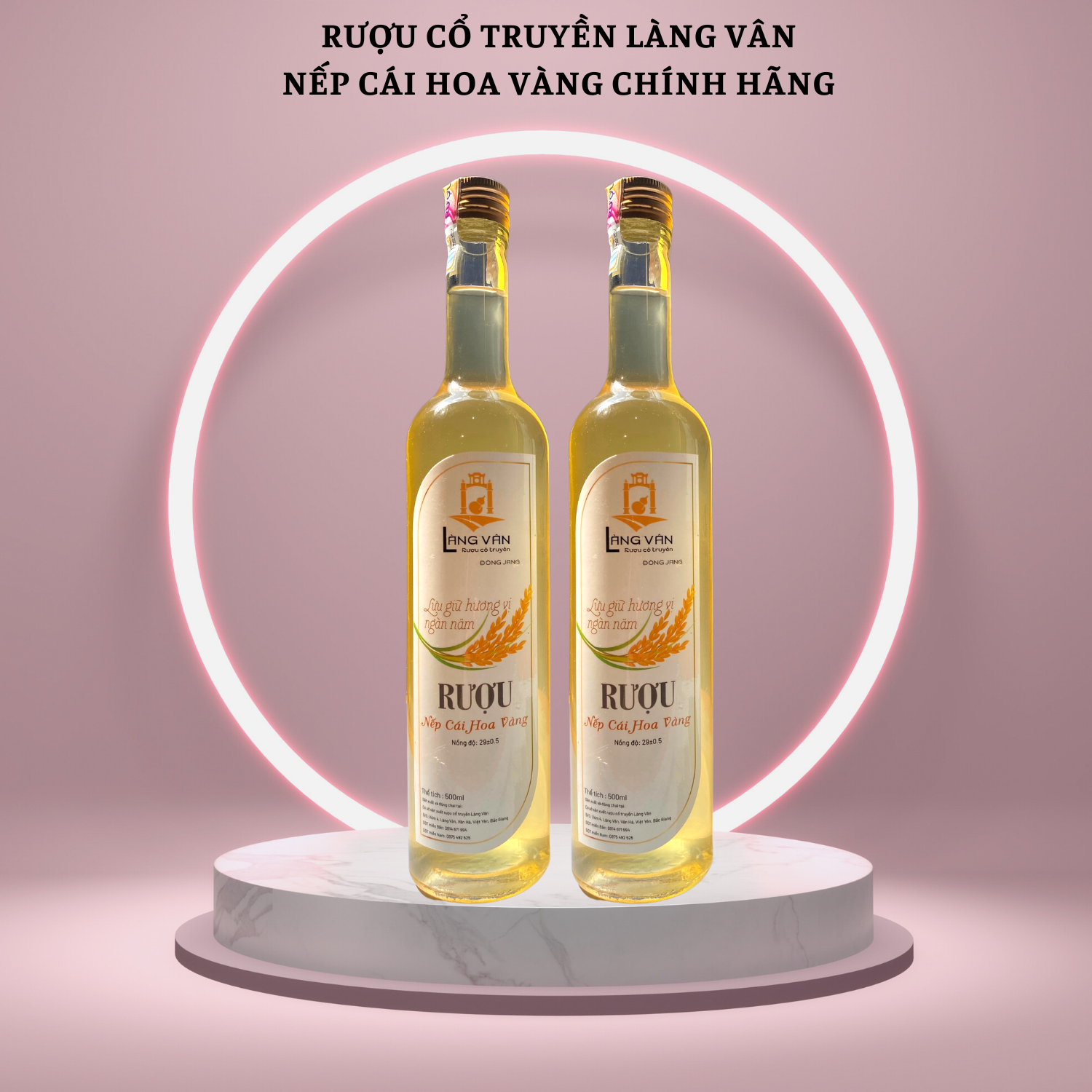 Rượu cổ truyền Làng Vân - Rượu nếp cái hoa vàng 500ml