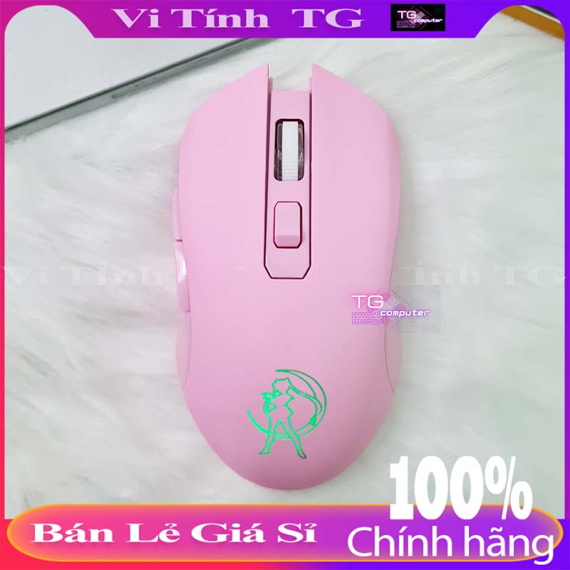 Chuột không dây màu hồng - sử dụng pin sạc Cực xịn - Siêu cute Dành cho máy tính Laptop Vi tính TG