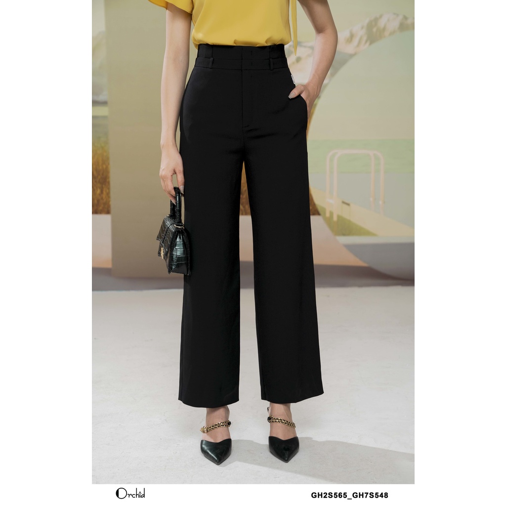 Quần ống suông cap cao twill silk orchid - gh7s548