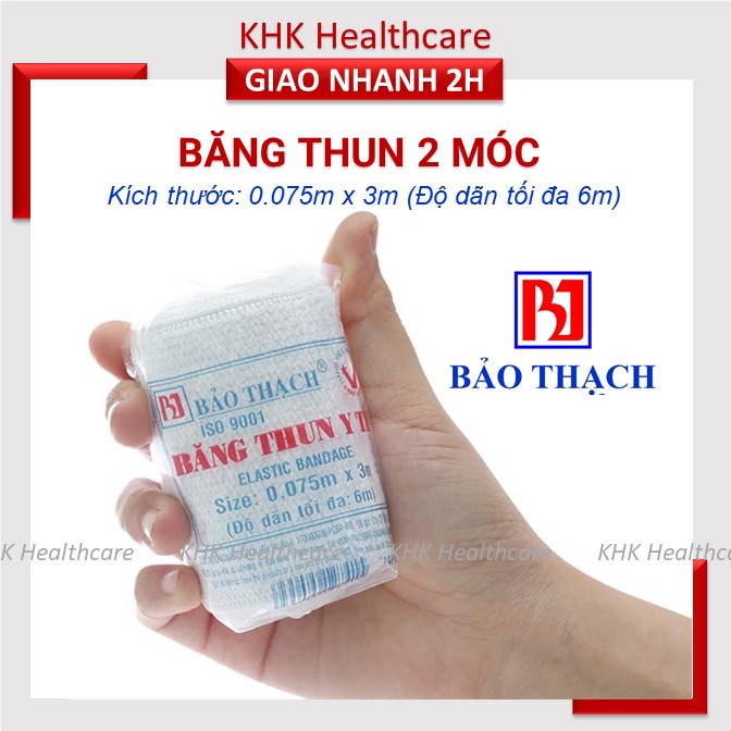 Băng thun Bảo Thạch loại 2 móc dùng để nén ép, cầm máu, cố định khớp trong sơ cấp cứu