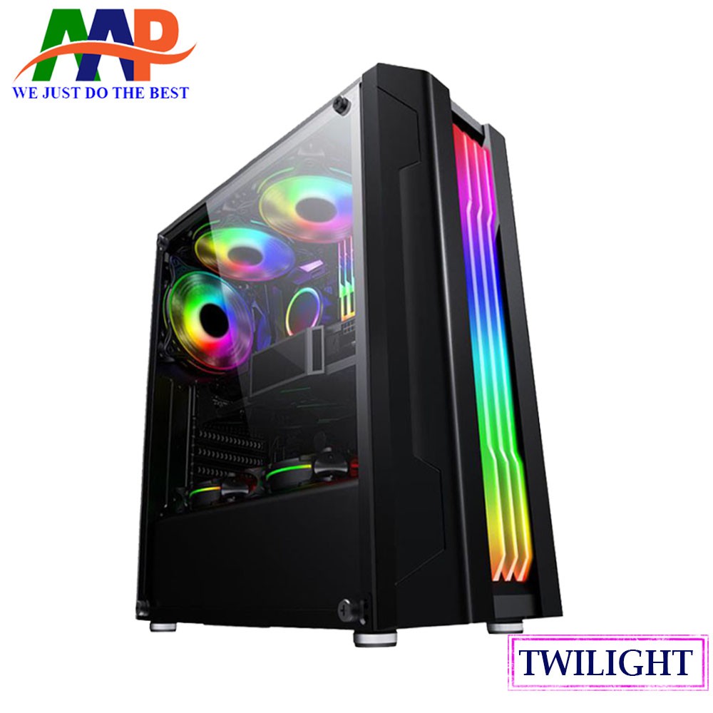 [Mã 99ELSALE hoàn 7% đơn 300K] Case AAP TWILIGHT GAMING (Mặt trước có sẵn dãy LED RGB + Mặt Hông KÍNH CƯỜNG LỰC)
