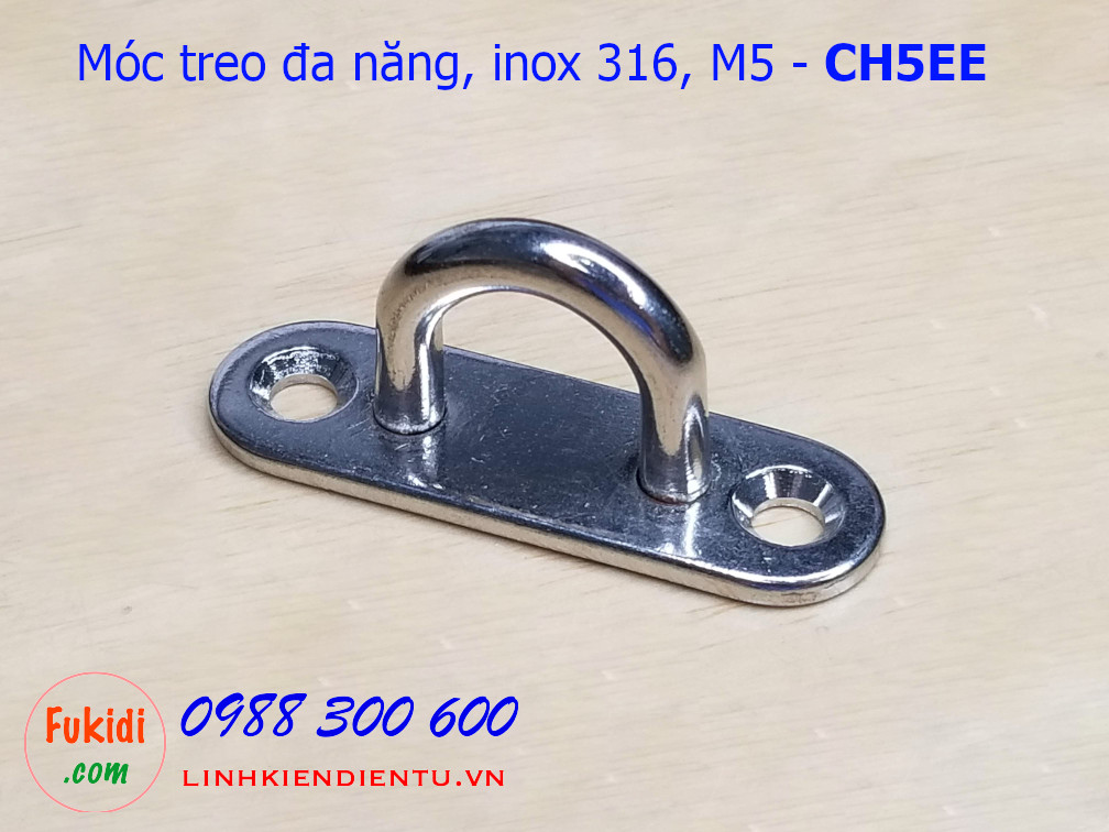 Móc treo ghế đu, xích đu, treo quạt trần hình chữ nhật bo tròn góc, inox 316 size M5, M6, M8 và M10 - CH5EE, CH6EE, CH8EE và CH10EE