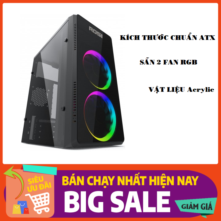 Vỏ Case máy tính PC gaming sẵn 2 fan Rgb nhỏ gọn