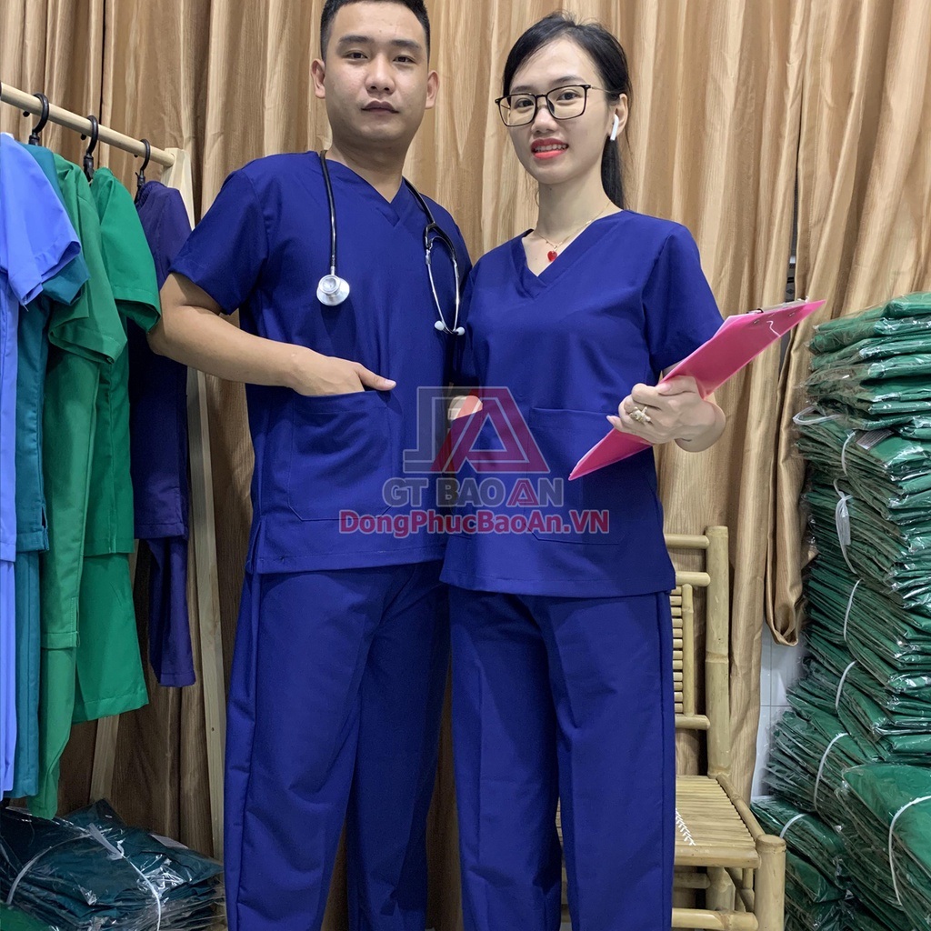 Bộ Scrubs Nam Bác Sĩ Quần Áo Phòng Mổ Cao Cấp Đồng Phục Nhân Viên Spa, Thẩm Mỹ Viện