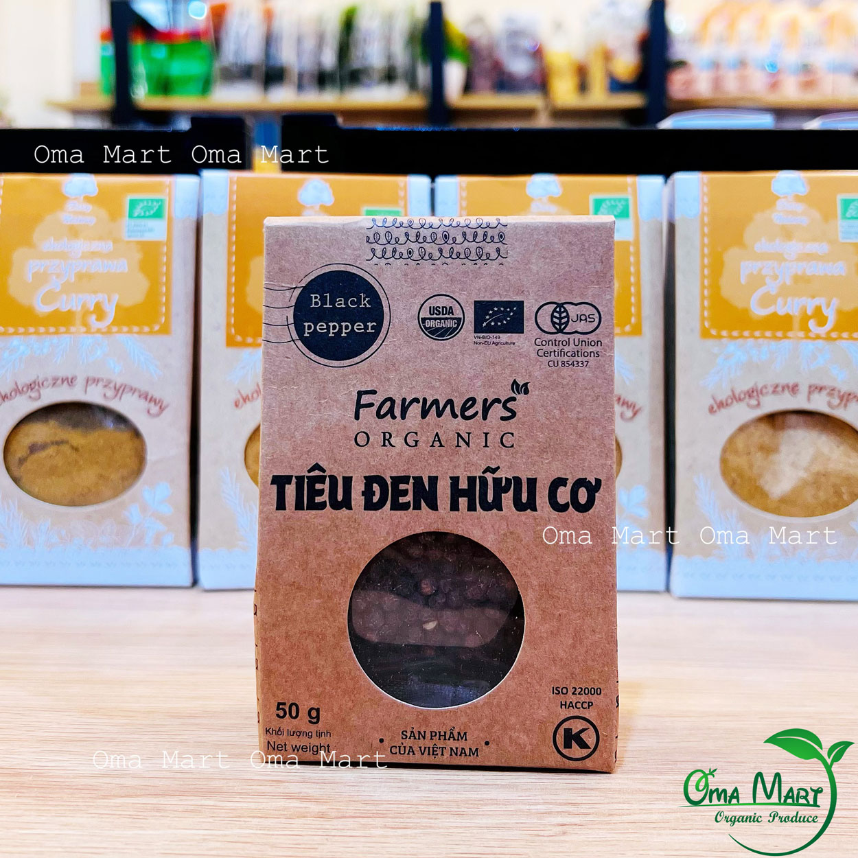 Tiêu đen nguyên hạt hữu cơ Farmers' 50g