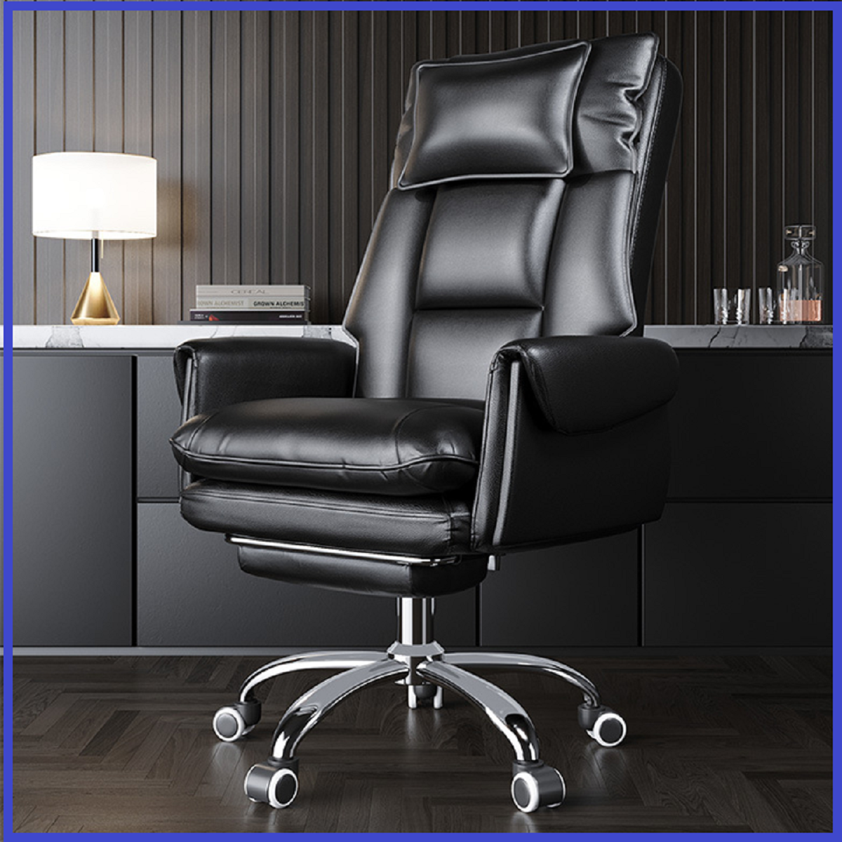 Ghế Giám Đốc 2 lớp đệm êm ái, Ghế Xoay Văn Phòng Có Gác Chân , Ghế Boss Có Ngả Lưng 135 Độ