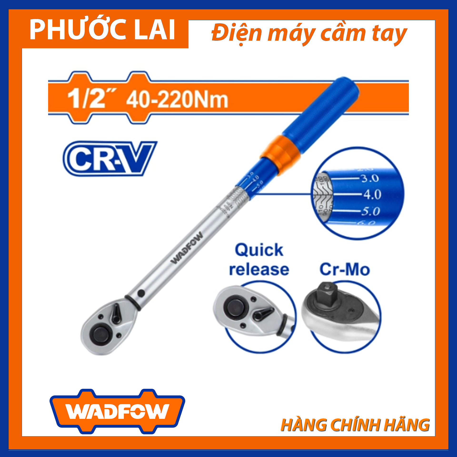 Cần siết lực 1/2" 40-220nm wadfow wwq1d12