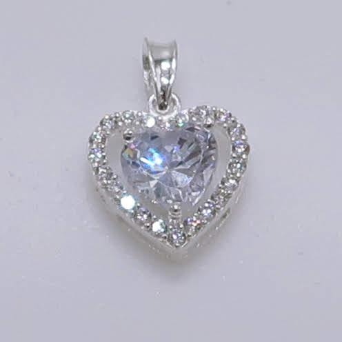 Dây chuyền Bạc Thật mặt trái tim đính đá pha lê (TS-DC-A18)