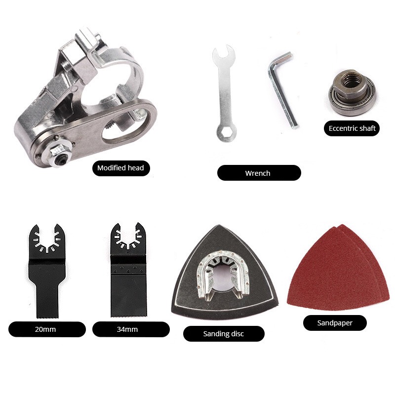 Bộ chuyển đổi Máy Mài Thành Máy Cắt Rung kèm 2 Lưỡi Cắt, Đĩa Chà Tam Giác