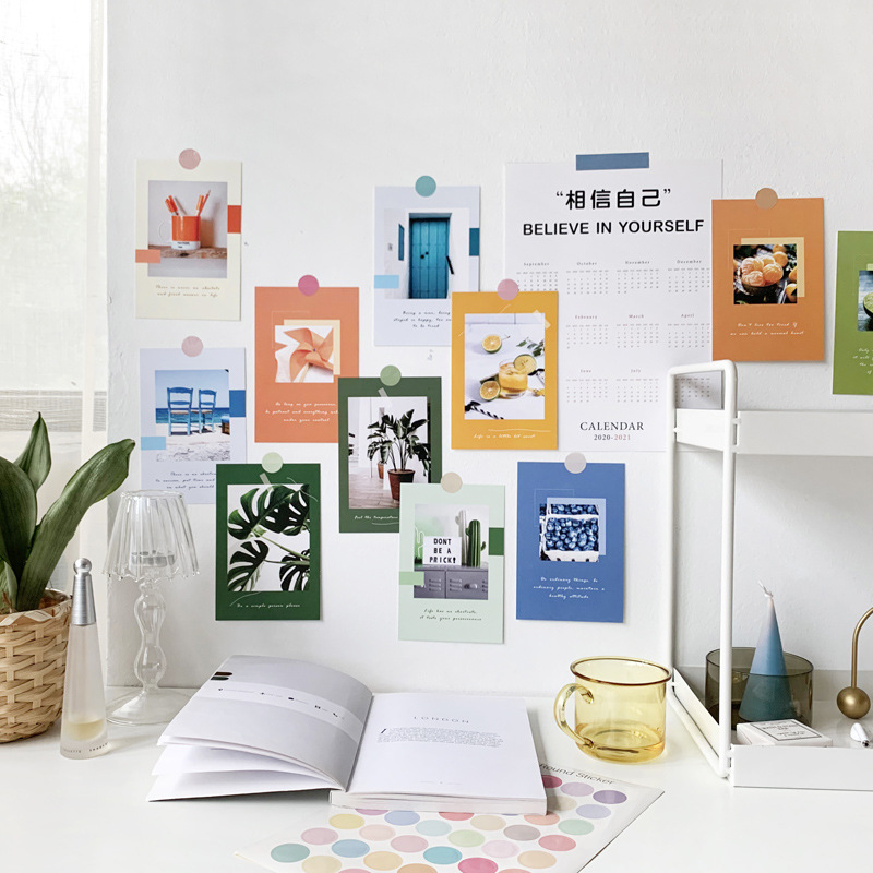 Set postcard decor - Sticker tròn