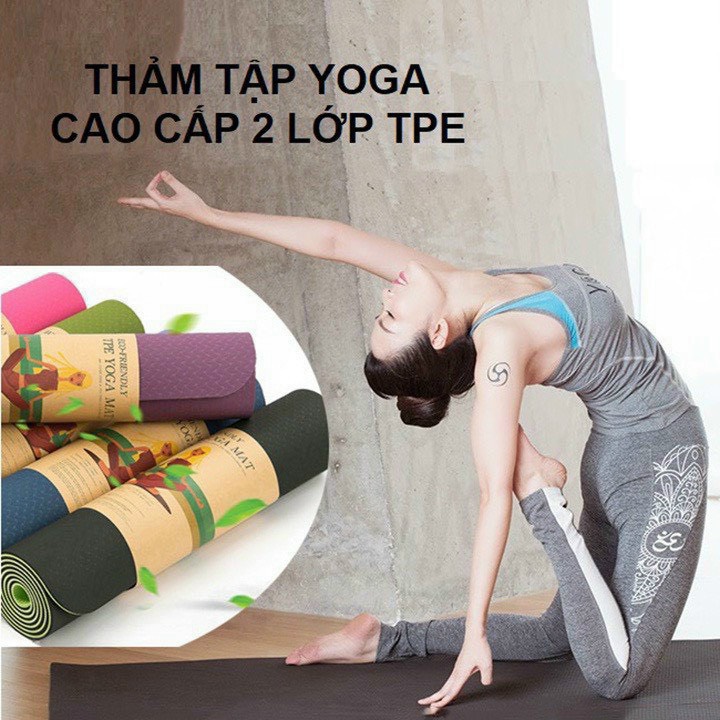 Thảm tập yoga gym chống trơn trượt 6mm 2 lớp cao su tpe