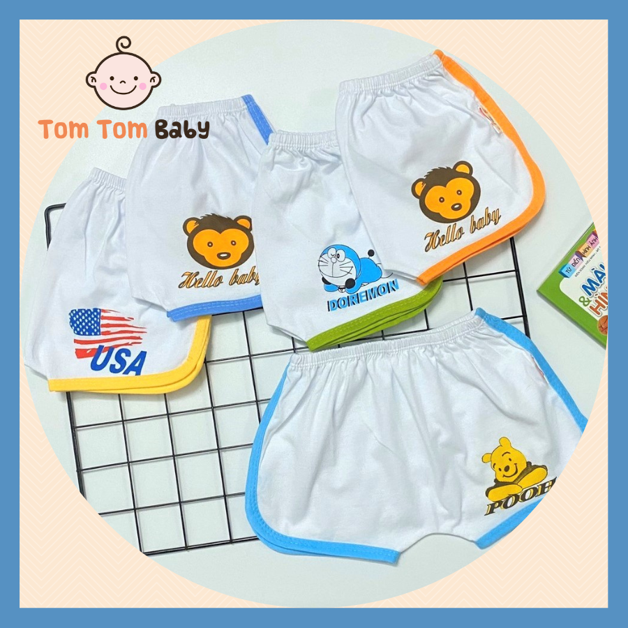 [HCM]Combo 10 Quần bé trai cotton Susu | Mẫu quần Short Thể Thao Trắng Viền Màu | Size 1 -10 cho bé 5-25 kg| Chất vải thun cotton dày dặn đẹp mềm