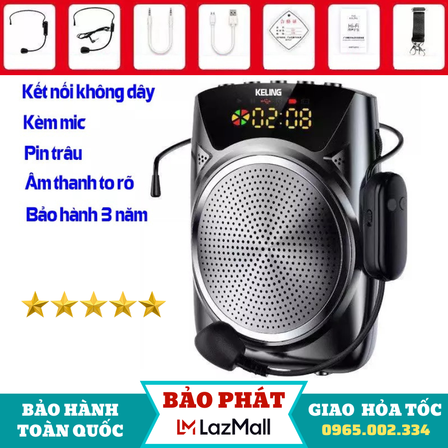 Loa trợ giảng ,máy trợ giảng ,máy trợ giảng không dây ,máy trợ giảng cho giáo viên, loa giảng dạy, Mic trợ giảng Keling Loại xịn cho Giáo viên, Loa to, rõ ràng, dễ sử dụng-TẶNG MIC KHÔNG DÂY & MIC CÓ DÂY