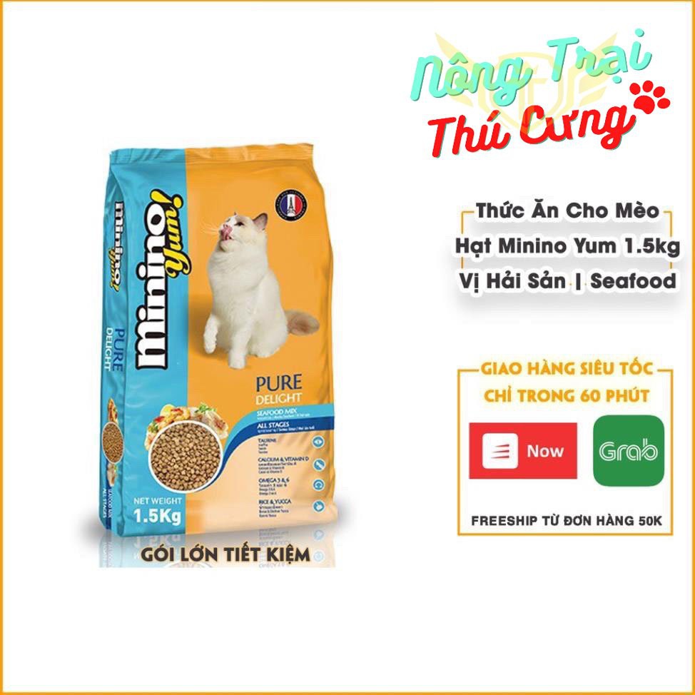 [HCM]Thức ăn cho mèo mọi lứa tuổi - Minino Yum Vị Hải Sản 1.5kg | Hạt Mèo Minino Yum Hải Sản