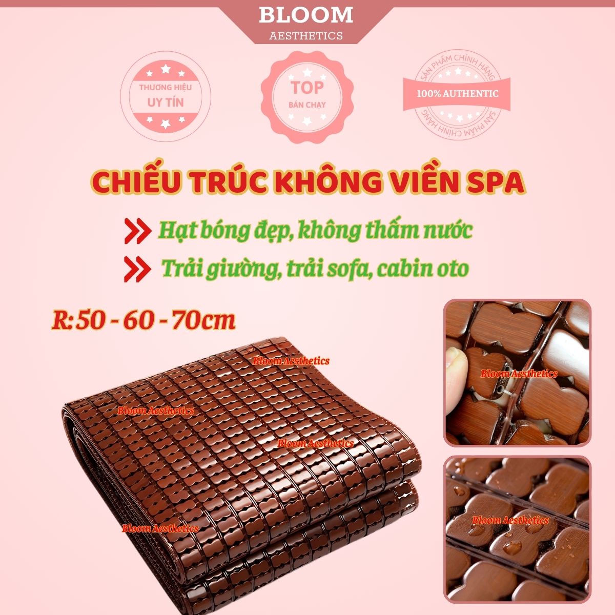 ĐỦ KÍCH THƯỚC Chiếu trúc trải giường spa giường gội | Chiếu trúc spa bóng đẹp chống thấm nước