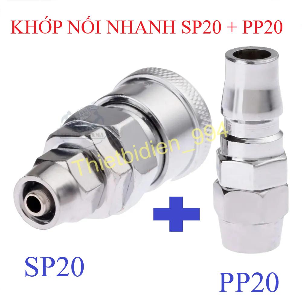 Bộ đầu nối nhanh dây hơi khí nén - SP20+PP20 (dùng cho dây hơi 8mm)