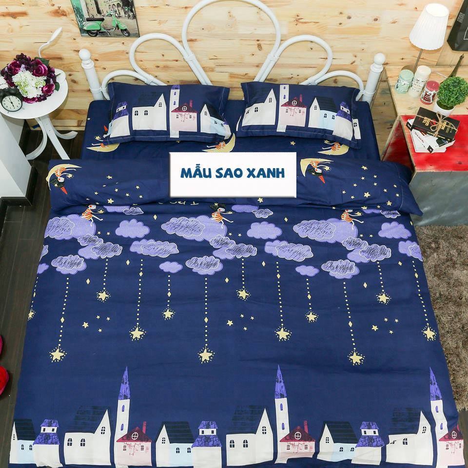 Vỏ chăn lồng ruột 2mx2m2 có khóa kéo,vải cotton poly hàn,mẫu sao rơi