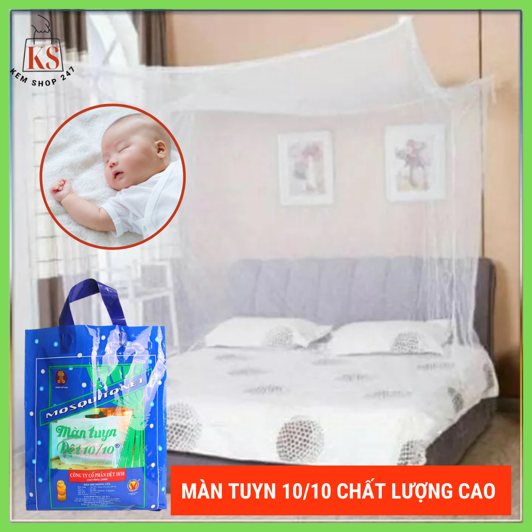 Màn/Mùng tuyn dệt 10/10 kích thước 2m2 x2m loại không cửa