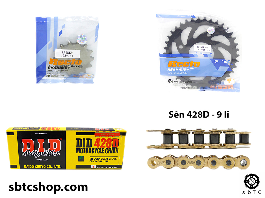 [HCM]NSD Nhông dĩa Recto sên DID vàng Raider Satria