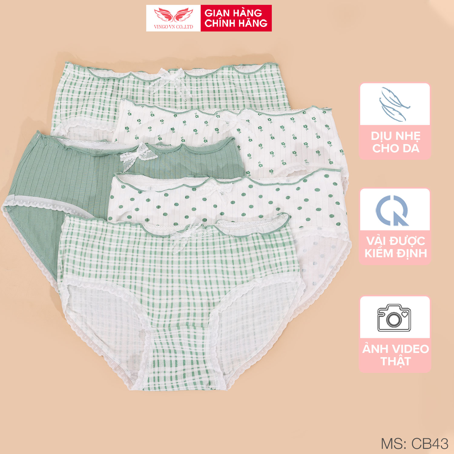 Combo 5 quần lót cotton nữ vingo cb43 vngo