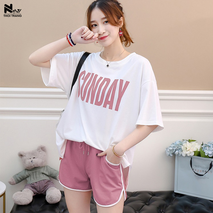 Bộ áo thun kèm quần short dễ thương - new thoi trang