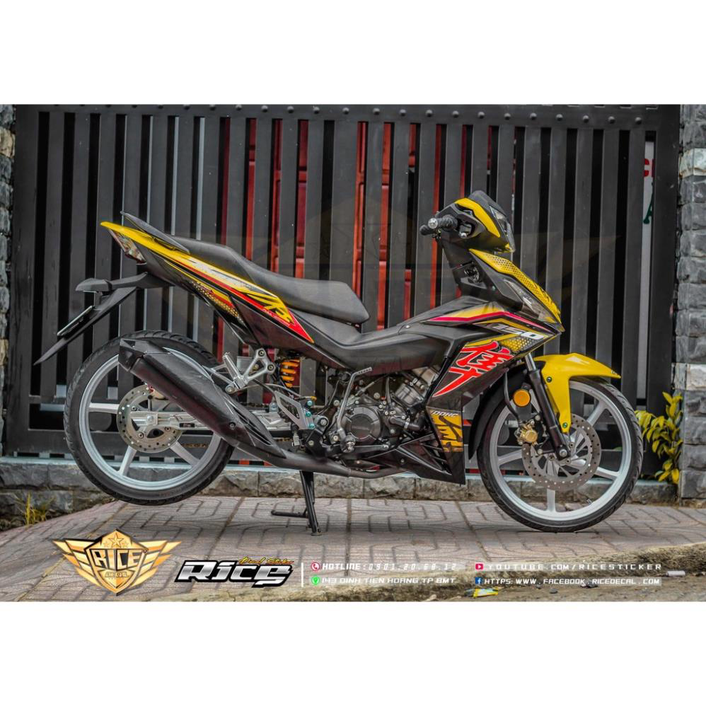 Tem rời dán xe winner v1 mẫu hayabusa vàng đen đỏ tổ ông