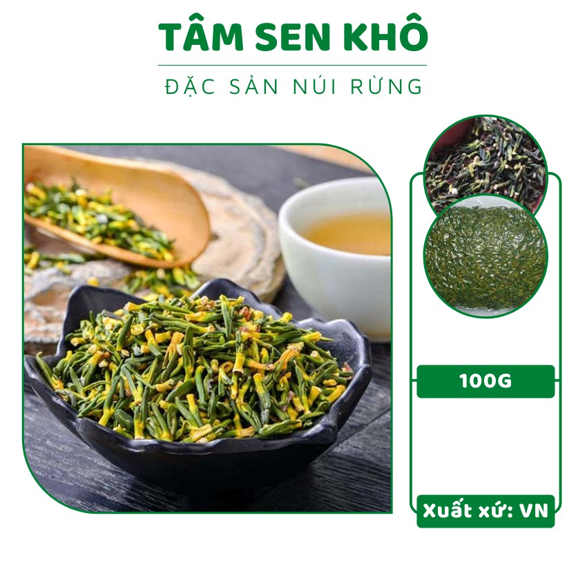 Tâm sen khô tâm sen khô hỗ trợ giảm cân, thanh nhiệt cơ thể, an thần hiệu quả - 100g, thảo dược, dược phẩm, chăm sóc sức khỏe, tâm sen, tâm sen khô