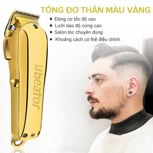 Máy Cắt Tóc Kim Loại Vàng Tiệm Hớt Tóc Tóc Kẹp Tóc Không Dây Tông Đơ Cắt Tóc 100-240V Cắt Sạc Điện Tông đơ thân màu vàng Động cơ tốc độ cao Salon tóc chuyên dùng